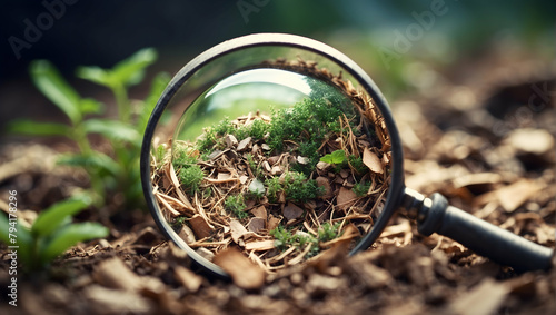 Photo real as Waste Free Vision: Envisioning a Waste Free World with Sustainable Practices Magnified through a Magnifying Glass