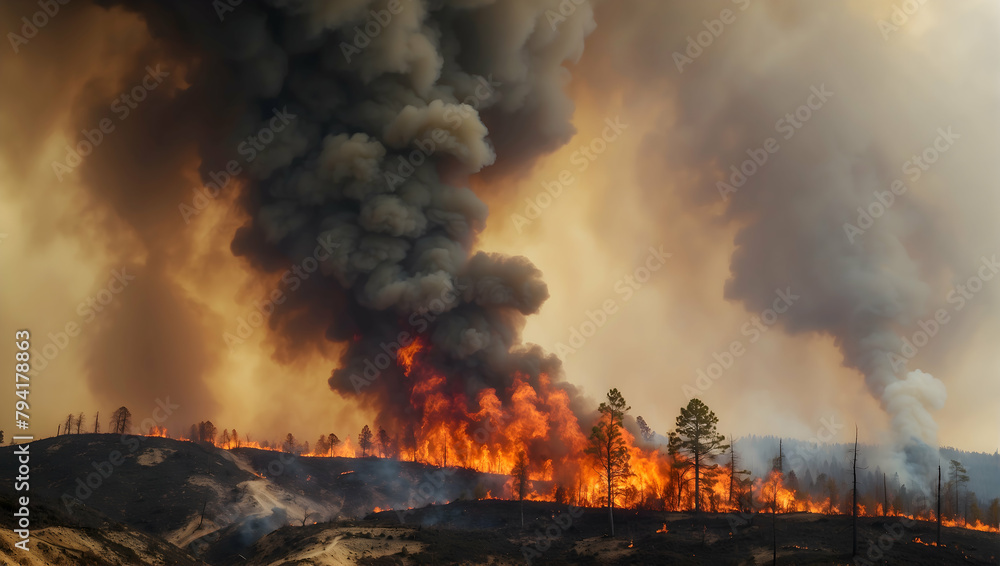 Visual Warning: Global Warming Exacerbated by Carbon Pollution Captured in Stark Wildfire Images