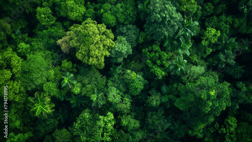A lush green forest with many trees and a lot of green foliage © CtrlN