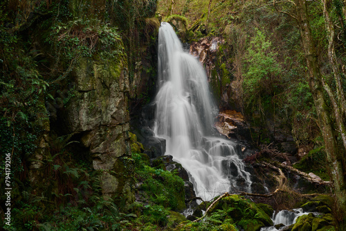 La Fervenza de Torez is one of the most impressive and unknown waterfalls in Galicia. It is a magical corner in O Valadouro. Lugo. Galicia. Spain photo