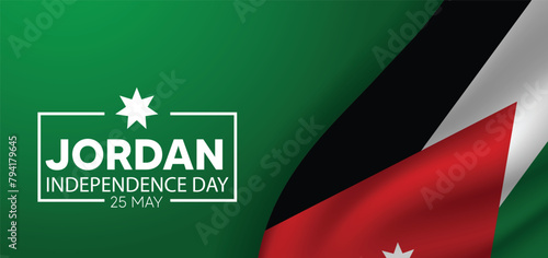 Jordan Independence Day 25 May waving flag vector poster