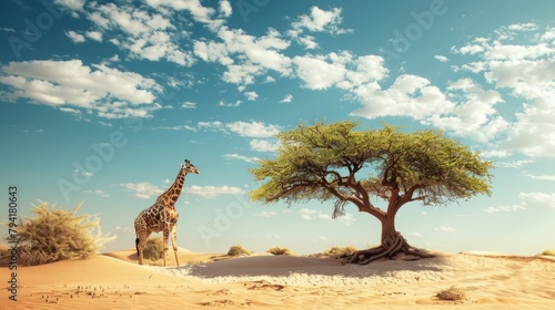 Girafa numa paisagem africana  photo