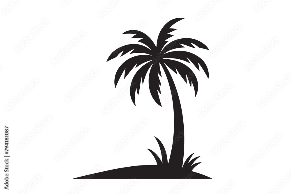 Silhouette of Palm tree Vector, Palm tree silhouette