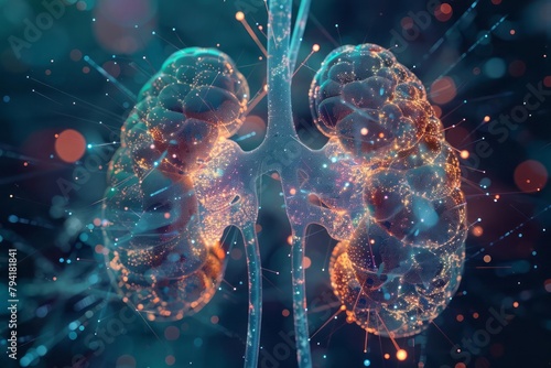 Geometric kidneys with connecting ureters, visualizing the filtration system photo