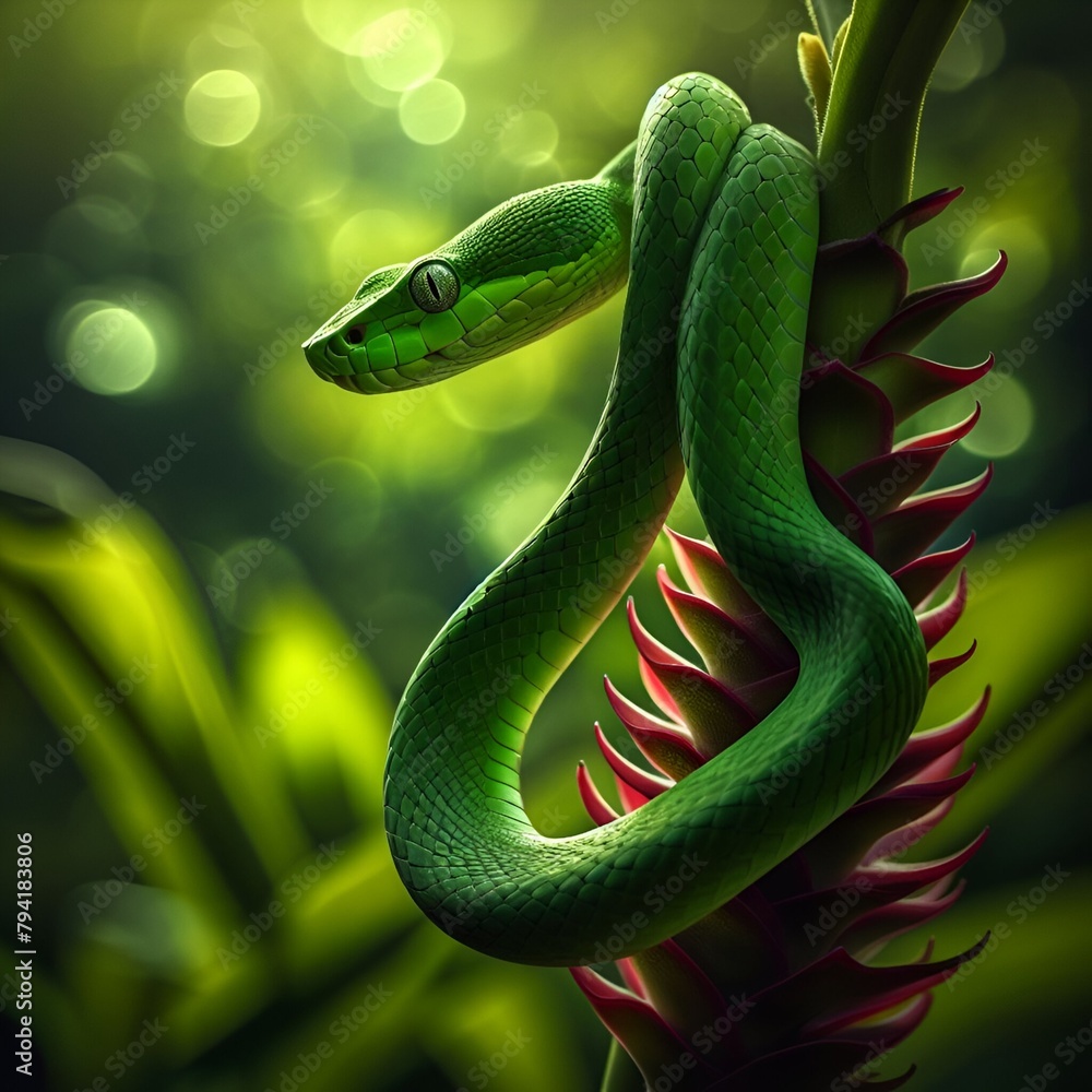 Obraz premium green snake