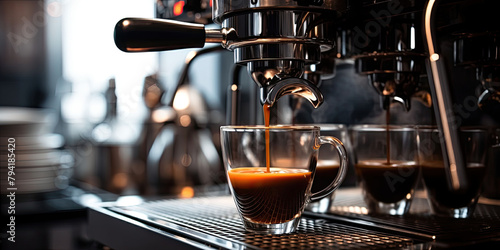 Witness the intricate dance of coffee extraction as an espresso shot is meticulously pulled, revealing the mesmerizing mechanics behind the perfect brew.