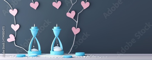 A set featuring a unity candle or vessels for a sand ceremony, symbolizing the joining of two lives, papercut style photo