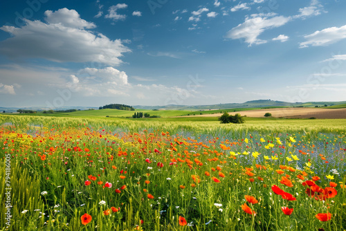 Serene fields painted with the delicate strokes of nature's brush, a breathtaking tapestry of floral beauty.