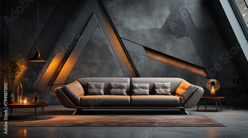 The Futuristic Sofa Is Shown Going around In A Modern Luxury Living Room