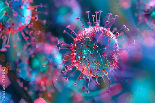 3d illustration of viruses inside electronic devices bokeh style background