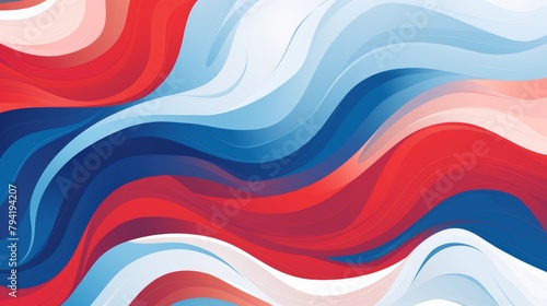 Abstract red, blanc, and blue background with waves photo