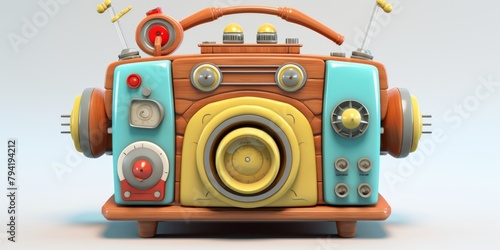 3D cartoon Radio on white background 