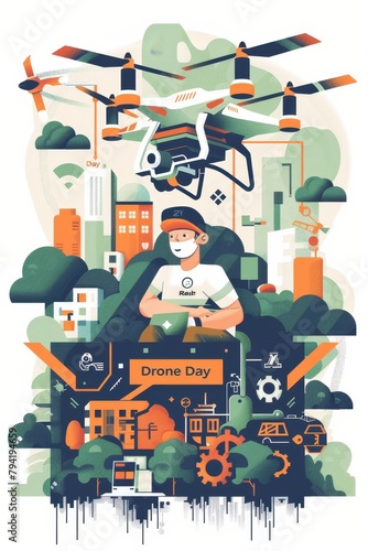 illustration with text to commemorate Drone Day