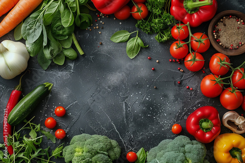 World food day. World vegetable day top view on black background