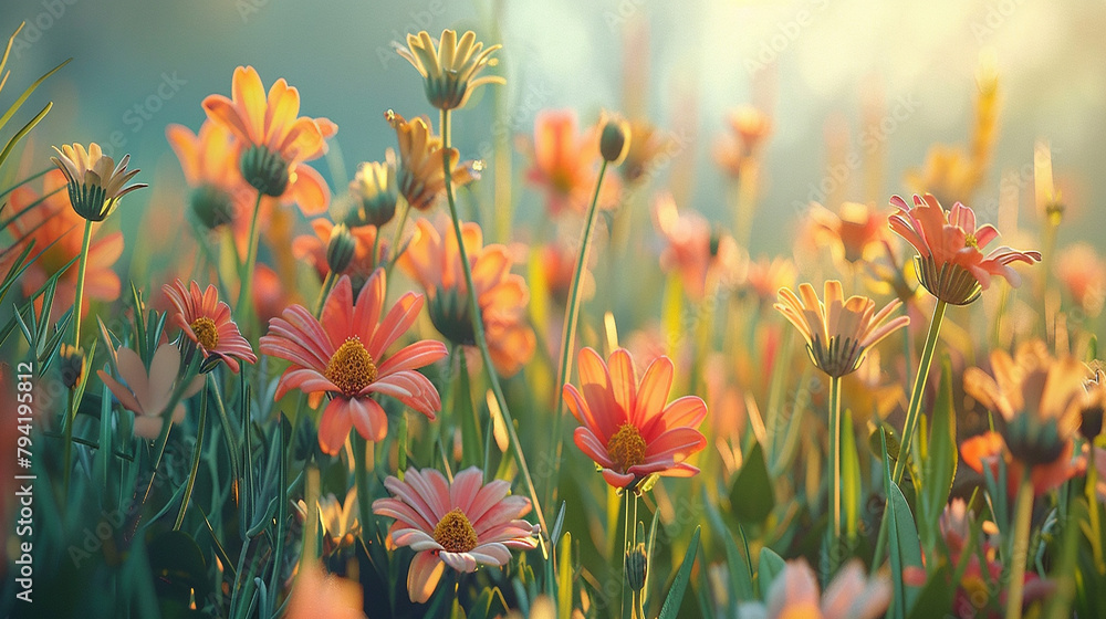 view of beautiful flower plants sky in the morning background wallpaper design 
