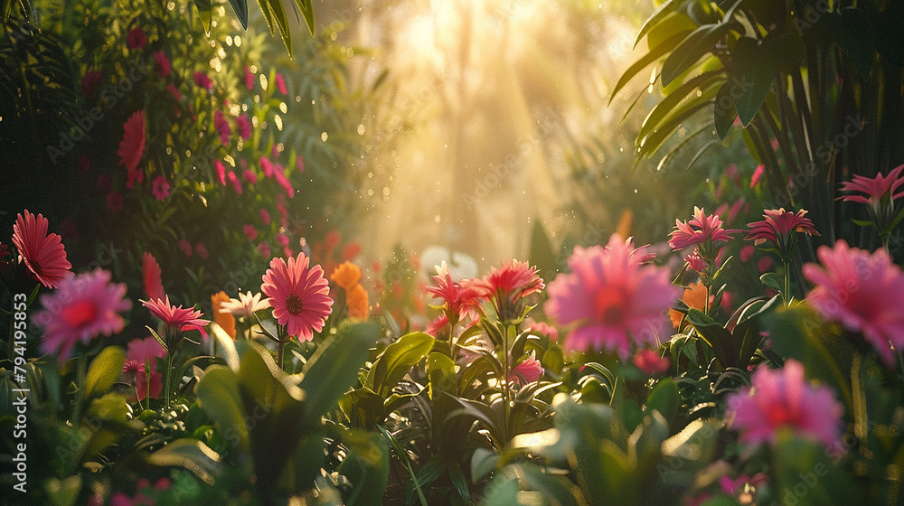 view of beautiful flower plants sky in the morning background wallpaper design 
