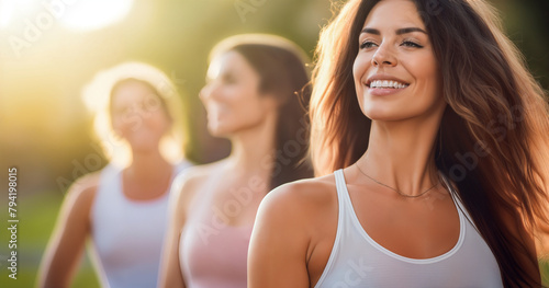 Summer Activities Concept. Women in sportswear enjoy a sunny day outdoors, reflecting the fun and energy of summer activities and healthy living. Holistic Wellness