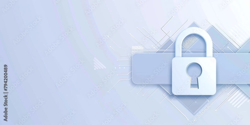 white lock and network security background banner vector illustration ...