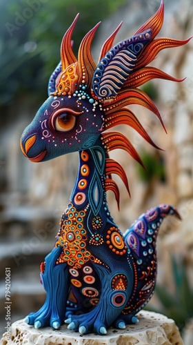 Mexican Alebrije mythical animal, illustration made with Generative Ai 
