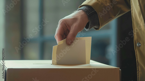 hombre votando para las elecciones presidenciales o de sus gobernantes del país mano emitiendo su voto libre para ejercer la libertad y la democracia