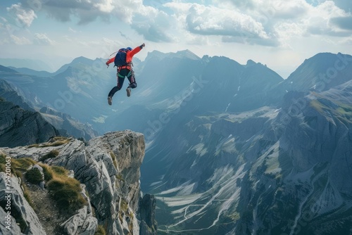 BASE jumping in the mountains