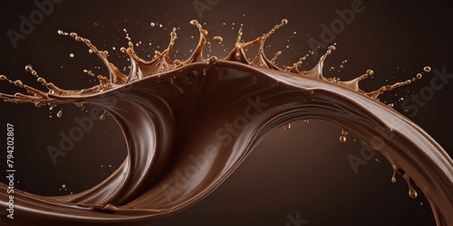 Chocolate splash on brown background