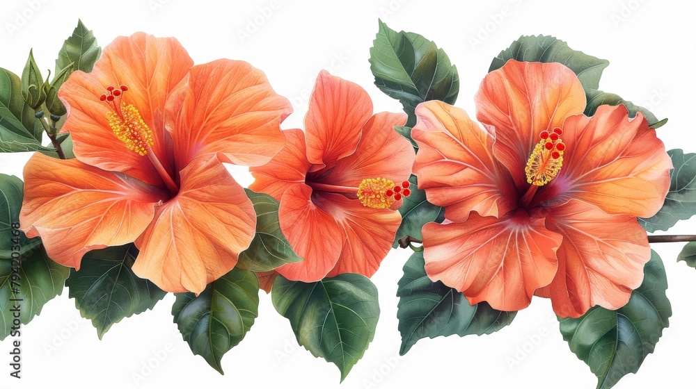 Vibrant Hibiscus Floral Illustration Generative AI Vibrant Hibiscus Floral Illustration Generative AI