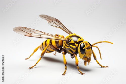 3D Wasp on white background