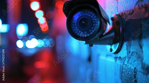 A zoomedin view of a surveillance camera capturing a suspect in the act of a crime providing crucial evidence to authorities. .