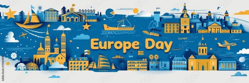 Fototapeta premium illustration with text to commemorate Europe Day