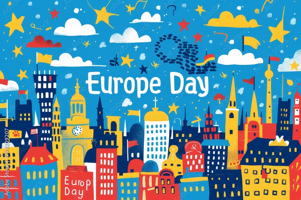 illustration with text to commemorate Europe Day