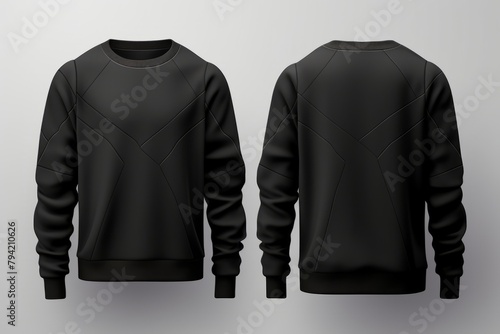 Men's black sweatshirt front and back