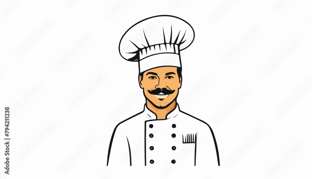 Professional Chef Man in Chef Hat and Apron Professional Chef Man in Chef Hat and Apron