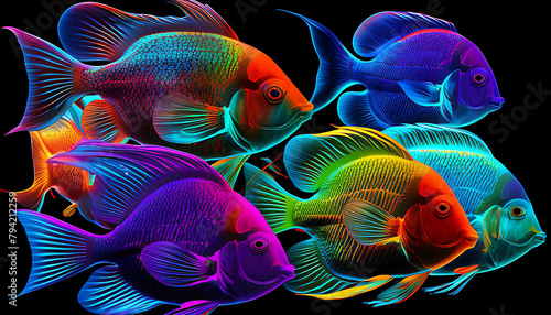 Neon fish digital art