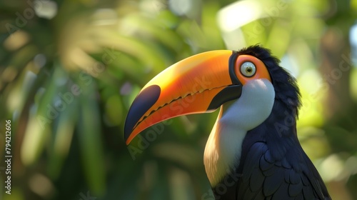 Vivid close-up of a toucan in natural habitat