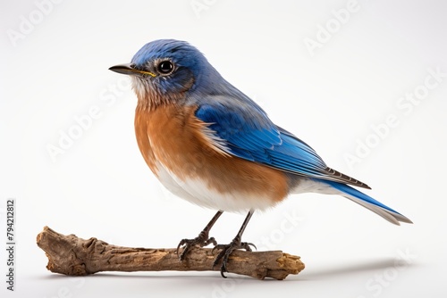 Eastern Bluebird bird on white background 