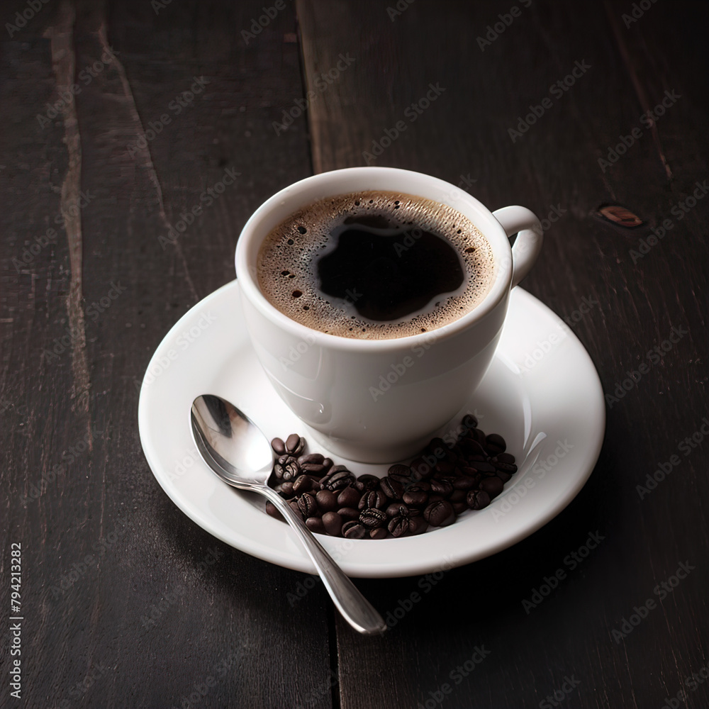 Obraz premium Eine Kaffeetasse auf einem Tisch