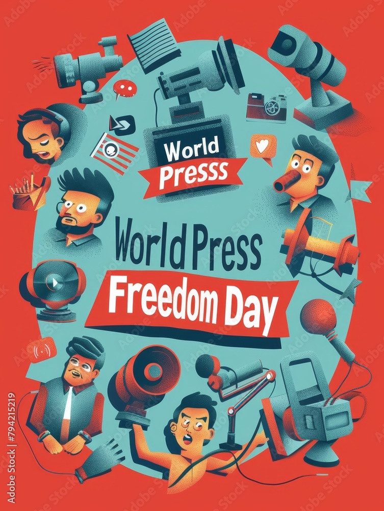 illustration with text to commemorate World Press Freedom Day