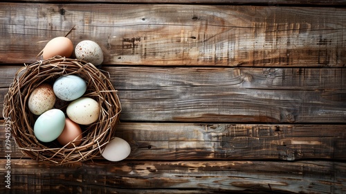 Birds Nest Filled With Eggs on Wooden Wall