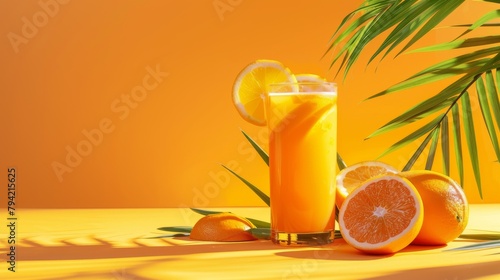 Glass of Orange Juice and Sliced Oranges