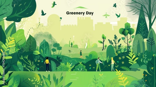 illustration with text to commemorate Greenery Day
