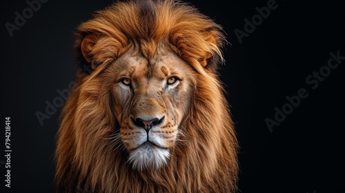 A photo portrait of a male lion. © Elena