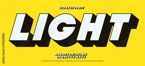 Font light modern typography 3d style for decoration, infographics, video, promotion, logotype, poster. vector 10 eps