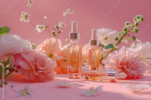A collection of perfume bottles displayed on a table. Suitable for beauty and lifestyle concepts