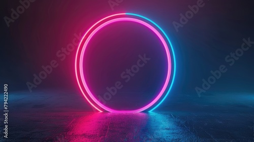 Wallpaper Mural Neon glowing round circle frame on dark background Torontodigital.ca