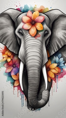 Elephant will decorate flowers in Indian style.