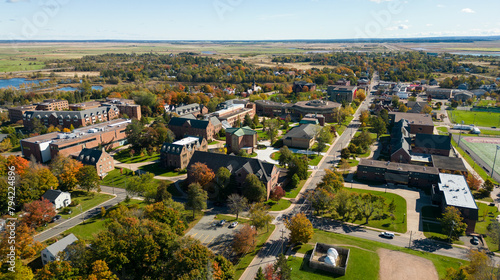 Tableau sur toile Beautiful Aerial Drone Photo Of The Mount Allison University Campus and Surround