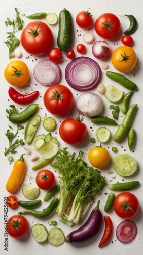 Creative layout of summer vegetables. Healthy eating concept.