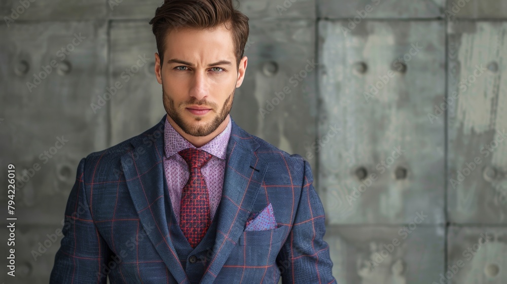 Stylish young man in plaid blazer and sophisticated tie fashion portrait Stylish young man in plaid blazer and sophisticated tie fashion portrait