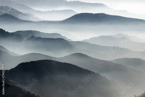 Misty mountain canyon ridge...